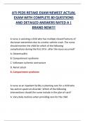 ATI PEDS RETAKE EXAM NEWEST ACTUAL  EXAM WITH COMPLETE 80 QUESTIONS  AND DETAILED ANSWERS RATED A |  BRAND NEW!!! 