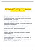   USPS WINDOW CLERK TEST Questions And Answers Rated A+.