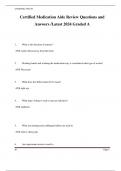 Certified Medication Aide Review Questions and  Answers /Latest( 2024/2025) Graded A+