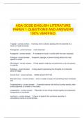  AQA GCSE ENGLISH LITERATURE PAPER 1 QUESTIONS AND ANSWERS 100% VERIFIED.