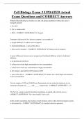 Cell Biology Exam 3 UPDATED Actual  Exam Questions and CORRECT Answers