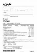 AQA A LEVEL BENGALI PAPER 3 QUESTION PAPER 2024 (7637/3: Listening, Reading and Writing)