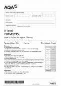 AQA A LEVEL CHEMISTRY PAPER 2 QUESTION PAPER 2024 (7405/2: Organic and Physical Chemistry)