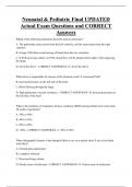 Neonatal & Pediatric Final UPDATED  Actual Exam Questions and CORRECT  Answers