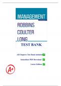 Test Bank for Management, 16th Edition by Stephen P. Robbins | Complete Chapters