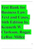 TEST BANK FOR Business Law: Text & Cases by Kenneth W Clarkson, Roger LeRoy Miller & Frank B Cross  , ISBN: 9780538470810 All Chapters Included|| Guide A+