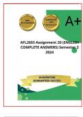 AFL2603 ASSIGNMENT 20 SEMESTER 2 2024 EXAM QUESTIONS AND COMPLETE WELL EXPLAINED ANSWERS WITH RATIONALES WELL EXPLAINED AND VERIFIED BY EXPERTS AND GRADED A+  ALREADY PASSED!!!!!!!100% TRUSTED LATEST UPDATE 2024 WITH 100% GUARANTEED SUCCESS AFTER DOWNLOAD