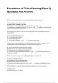 Foundations of Clinical Nursing (Exam 2) Questions And Answers