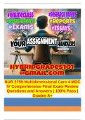 NUR 2755 Multidimensional Care 4 MDC IV Comprehensive Final Exam Review Questions and Answers | 100% Pass | Grades A+