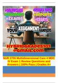 NUR 2755 Multidimensional Care 4 MDC IV Exam 1 Review Questions and Answers | 100% Pass | Grades A+