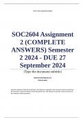 SOC2604 Assignment 2 (COMPLETE ANSWERS) Semester 2 2024 - DUE 27 September 2024 ; 100% TRUSTED Complete, trusted solutions and explanations. Ensure your success with us.. 