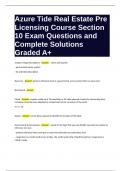 Azure Tide Real Estate Pre Licensing Course Section 10 Exam Questions and Complete Solutions Graded A+