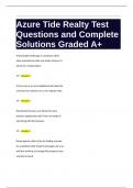 Azure Tide Realty Test Questions and Complete Solutions Graded A+.