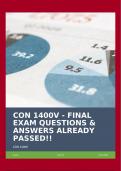 CON 1400V - FINAL EXAM QUESTIONS & ANSWERS ALREADY PASSED!!