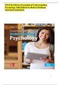 Test Bank For Essentials of Understanding Psychology 14th Edition By Robert Feldman (Complete With All Chapters) newest edition  100% verified| ultimate guide graded A+