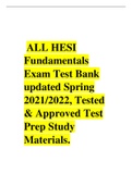 ALL HESI Fundamentals Exam Test Bank updated Spring 2021/2022, Tested & Approved Test Prep Study Materials. (12 latest versions)