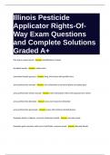 Illinois Pesticide Applicator Rights-Of-Way Exam Questions and Complete Solutions Graded A+