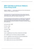 MISY 5325 Microsoft Excel: Midterm Exam Study Guide Questions and Answers 100% Correct