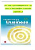 TEST BANK For Understanding Business 13th Edition by Nickels, McHugh and McHugh; ISBN: 9781260894851, All 20 Chapters Covered, Verified Latest Edition