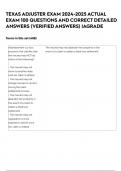 TEXAS ADJUSTER EXAM 2024-2025 ACTUAL EXAM 100 QUESTIONS AND CORRECT DETAILED ANSWERS (VERIFIED ANSWERS) |AGRADETEXAS ADJUSTER EXAM 2024-2025 ACTUAL EXAM 100 QUESTIONS AND CORRECT DETAILED ANSWERS (VERIFIED ANSWERS) |AGRADE