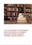 ACCT 212 CHAPTER 4: ACTIVITY-BASED COSTING QUESTIONS AND CORRECT DETAILED ANSWERS (VERIFIED ANSWERS) ALREADY GRADED A+