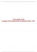 Test Bank For Cengage Advantage Books: Analyzing Politics - 6th - 2015 All Chapters - 9781285465593