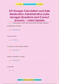 ATI Dosage Calculation and Safe  Medication Administration (safe  dosage) Questions and Correct  Answers | Latest Update