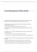 Crowd Management FINAL EXAM Questions and Correct Answers