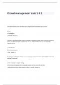 Crowd management quiz 1 & 2  with Complete Questions and Answers