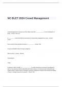 NC BLET 2024 Crowd Management Exam Questions and Answers