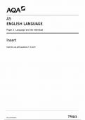 AQA AS ENGLISH LANGUAGE Paper 1  INSER 2024 (77011) Language and the individual