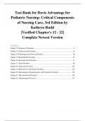 Test Bank for Davis Advantage for Pediatric Nursing: Critical Components of Nursing Care, 3rd Edition by Kathryn Rudd |Verified Chapter's 12 - 22| Complete Newest Version