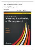 TEST BANK For Essentials of Nursing Leadership & Management 8th Edition by Sally A. Weiss ||NEW EDITION