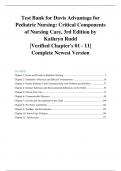 Test Bank for Davis Advantage for Pediatric Nursing: Critical Components of Nursing Care, 3rd Edition by Kathryn Rudd |Verified Chapter's 01 - 11| Complete Newest Version