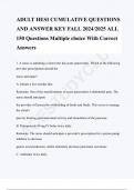 ADULT HESI CUMULATIVE QUESTIONS AND ANSWER KEY FALL 2024/2025 ALL 150 Questions Multiple choice With Correct Answers