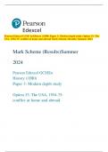 Pearson Edexcel GCSE In History (1HI0) Paper 3: Modern depth study Option 33: The  USA, 1954-75: conflict at home and abroad Mark Scheme (Results) Summer 2024