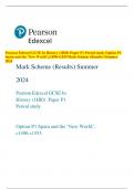 Pearson Edexcel GCSE In History (1HI0) Paper P1 Period study Option P1  Spain and the ‘New World’,c1490-c1555Mark Scheme (Results) Summer  2024