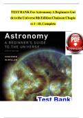 TEST BANK For Astronomy A Beginners Guide to the Universe 8th Edition Chaisson Chapters 1 - 18, Complete