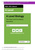 AQA , OCR, EDEXCEL A LEVEL THE HEART AND CIRCULATOTY QUESTIONS 2022