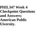 PHIL347 Week 4 Checkpoint Questions and Answers.