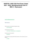 NUR2755 / NUR 2755 Final Exam (Latest 2021 / 2022): Multidimensional Care IV / MDC 4 - Rasmussen