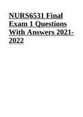 NURS6531 Final Exam 1 Questions With Answers 2021- 2022.