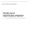 NURS 6635 MIDTERM-PMHNP | NURS 6635 Midterm 6635 PMHNP, Latest Questions And Answers, Complete Correct Solutions Score A+. UPDATED 2022.