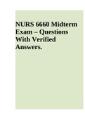 NURS 6660 Midterm Exam – Questions With Verified Answers.