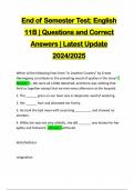 End of Semester Test: English 11B | Questions and Correct Answers | Latest Update 2024/2025