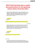 GOVT 404 Final Exam.docx a useful document revision for the upcoming exams Liberty University (2021)