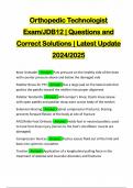 Orthopedic Technologist Exam/JDB12 | Questions and Correct Solutions | Latest Update 2024/2025