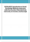 PSYB10H3Y Introduction to Social Psychology Midterm exam prep with Prof. Dr. Ravi Thiruchselvam University of Toronto, Scarborough