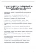 Pharm Quiz 14: Hints For Matching Drug Names To Drug Category Questions With Correct Answers.