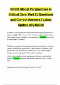 ECCO Global Perspectives in Critical Care: Part 2 | Questions and Correct Answers | Latest Update 2024/2025